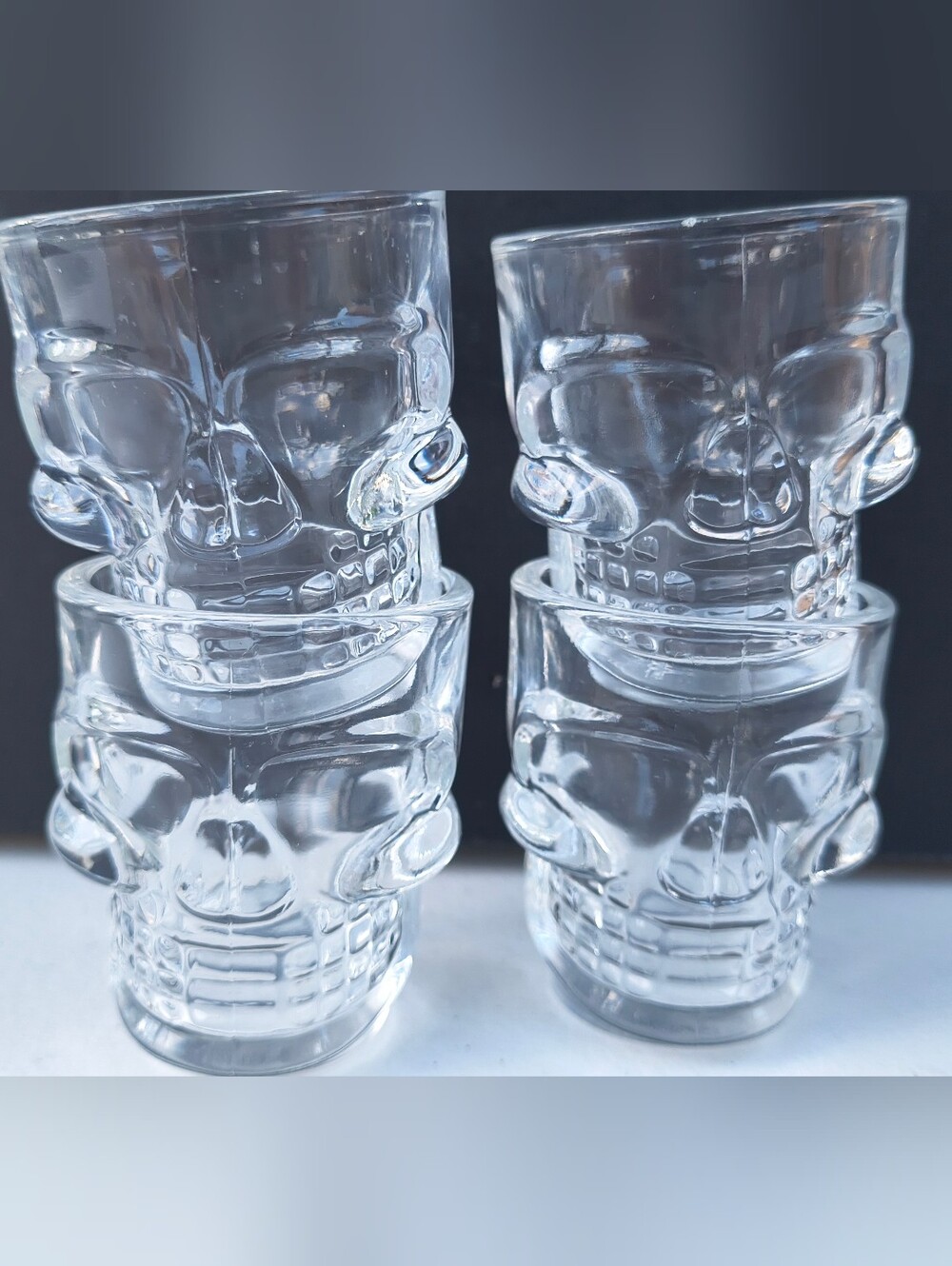Clear Glass Skull Shot Glasses - Set of 4